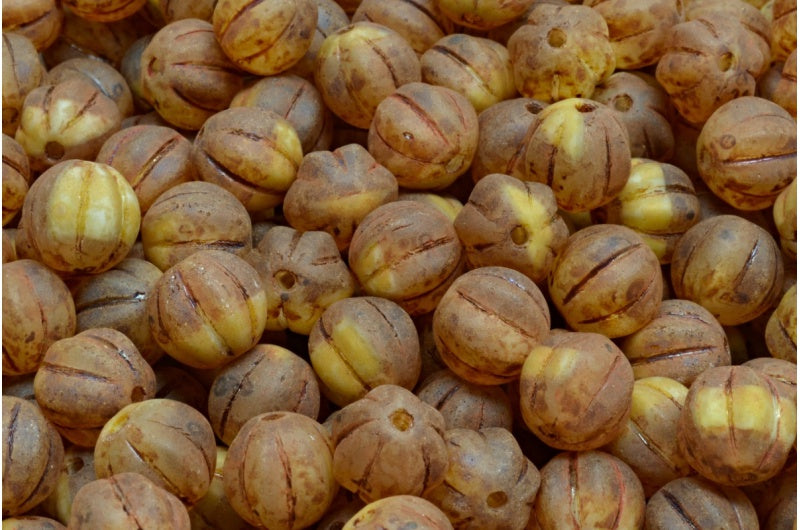 メロンビーズ、36018 マットトラバーチン(36018-84100-86800)、ガラス、チェコ共和国