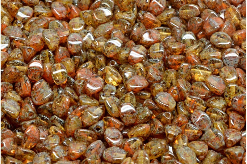 Pinch Beads, Orange Travertin (R0912-86800), Glass, Czech Republic