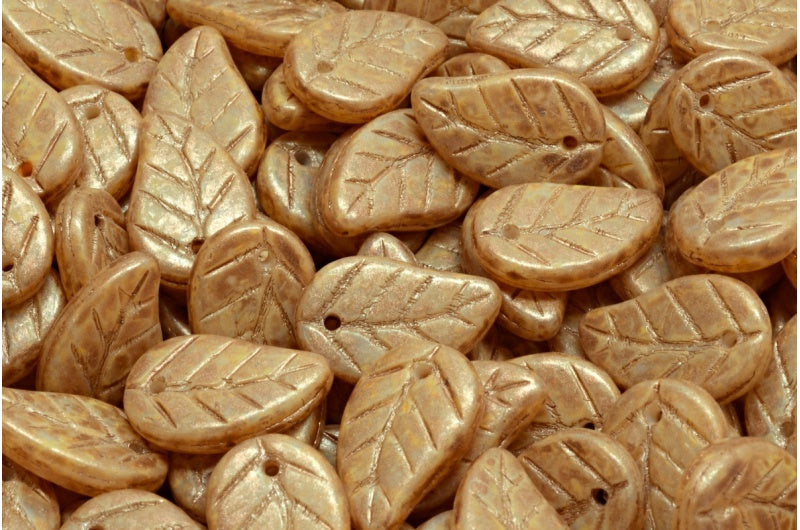 叶形吊坠珠,白色浅橙色 86750 (02010-84302-86750),玻璃,捷克共和国