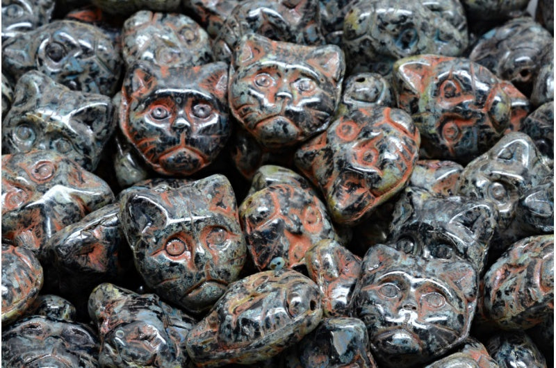 猫用マズルビーズ、ブラックトラバーチン(23980-86800)、ガラス、チェコ共和国