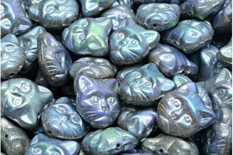 猫用マズルビーズ、R2313 アブフル(2Xサイド)シルバーライン(R2313-28703-54301)、ガラス製、チェコ共和国