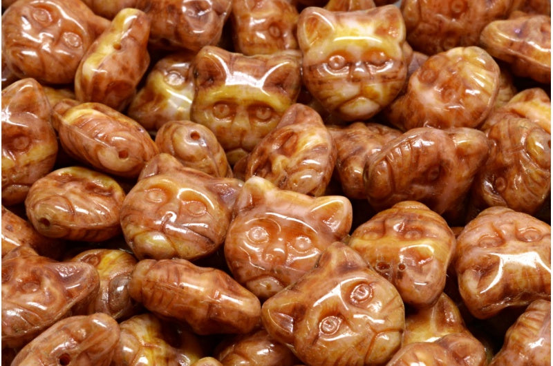 猫用マズルビーズ、緑紫色のトラバーチン(95000-86800)、ガラス、チェコ共和国