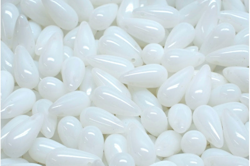 Drop Beads, White (02010), Glass, Czech Republic