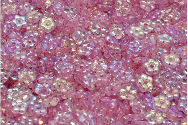 Forget Me Not Beads, Crystal Ab Pink Lined (00030-28701-43807), Glass, Czech Republic