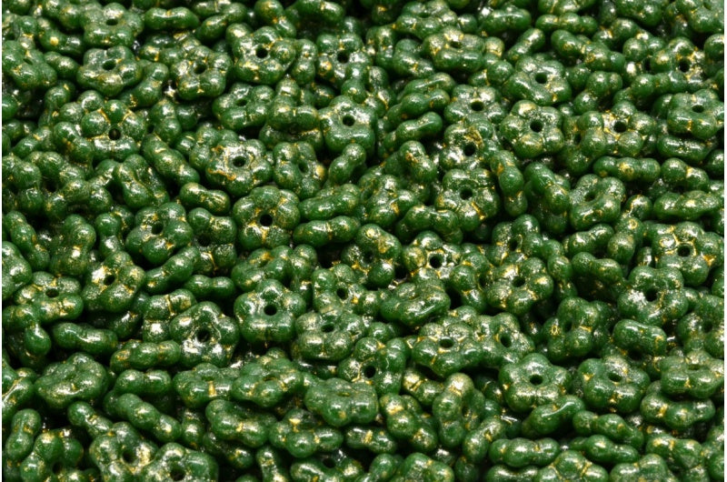 忘れな草ビーズ、不透明グリーンライトイエロー(53240-34302)、ガラス、チェコ共和国