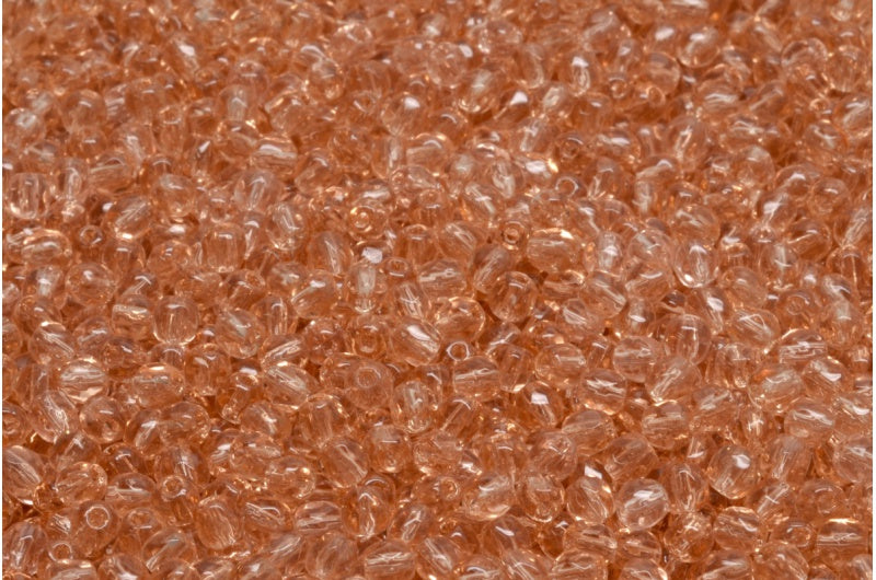 多面圆形火抛光珠,透明粉色(70130),玻璃,捷克共和国