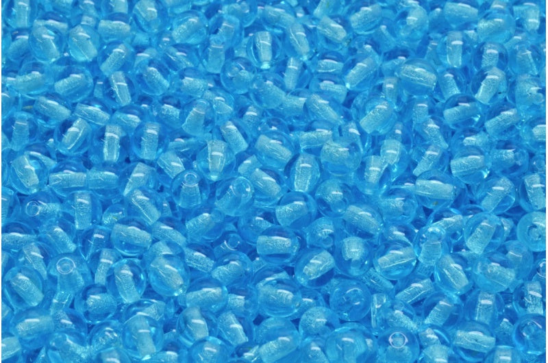 Round Druck Beads, Transparent Aqua (60020), Glass, Czech Republic