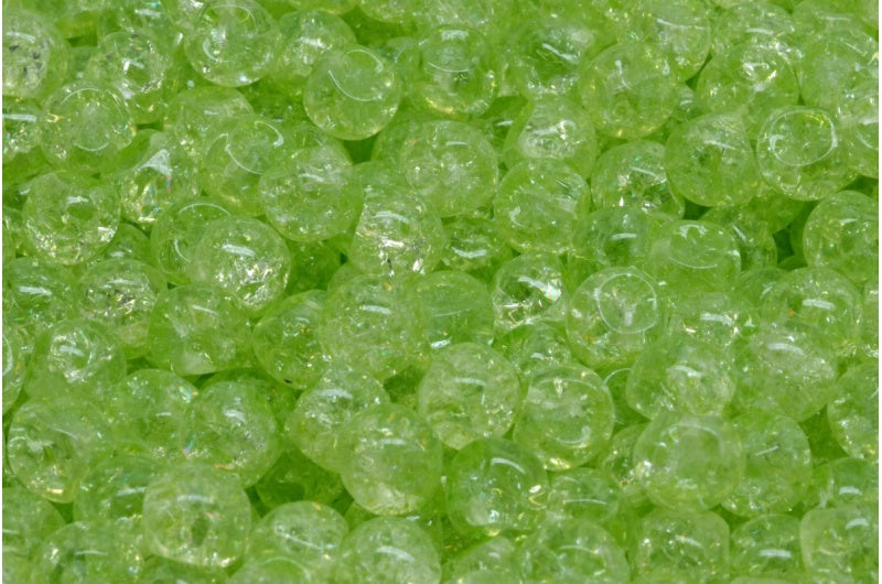 Mushroom Button Beads, Crystal Cracked Light Green (00030-85500-34310), Glass, Czech Republic