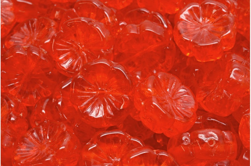 Hawaiian Flower Beads, Transparent Red (90060), Glass, Czech Republic