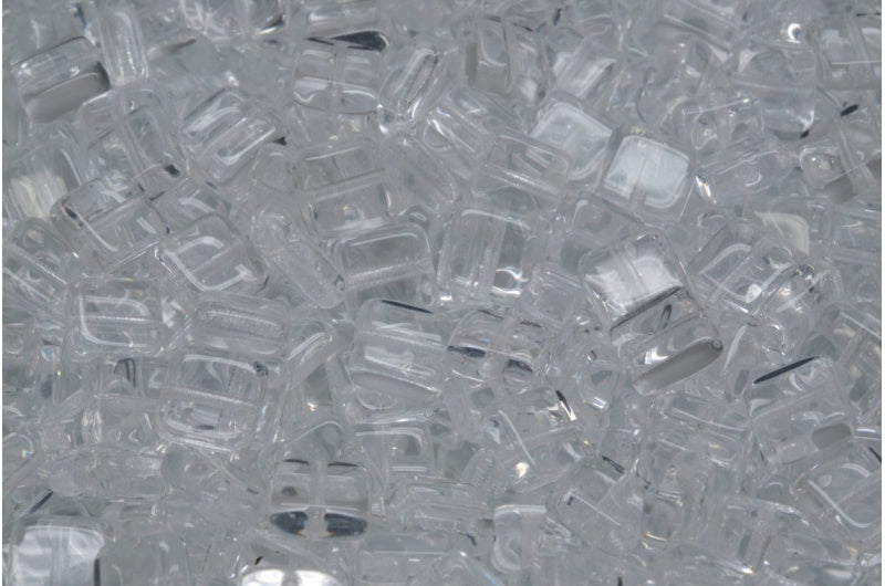 Square Beads, Crystal (00030), Glass, Czech Republic