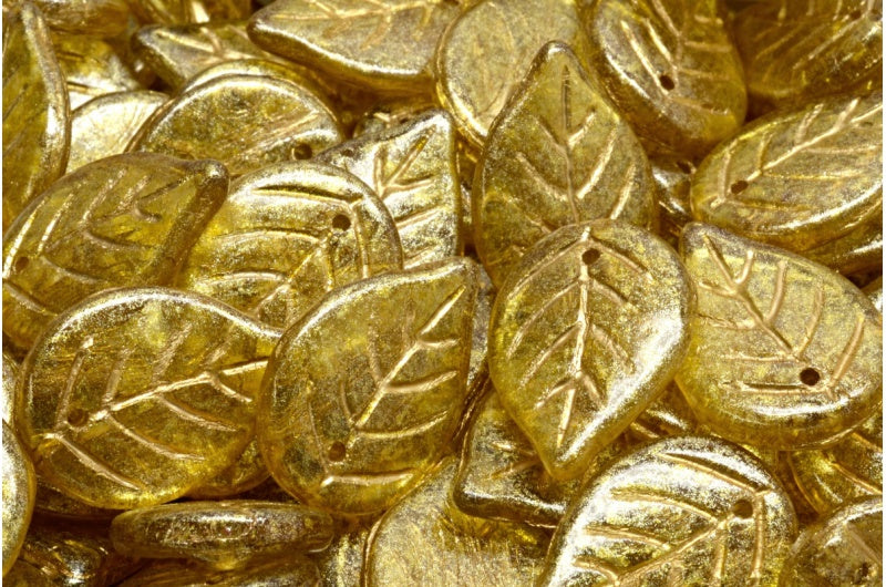 苹果叶珠,水晶金线浅黄色(00030-54302-34302),玻璃,捷克共和国