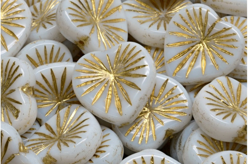 キウイハートビーズ、ホワイトゴールドライン(02010-54302)、ガラス、チェコ共和国