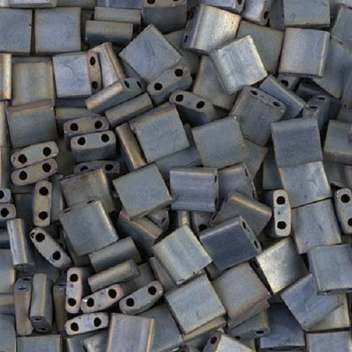 ミユキティラ/ハーフティラ/クォーターティラ 2穴ビーズ マットメタリックシルバーグレー (TL2002) ガラス製 日本製