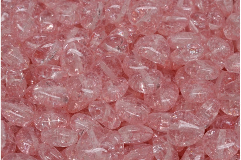 心形珠子,水晶裂纹浅粉色(00030-85500-34304),玻璃,捷克共和国