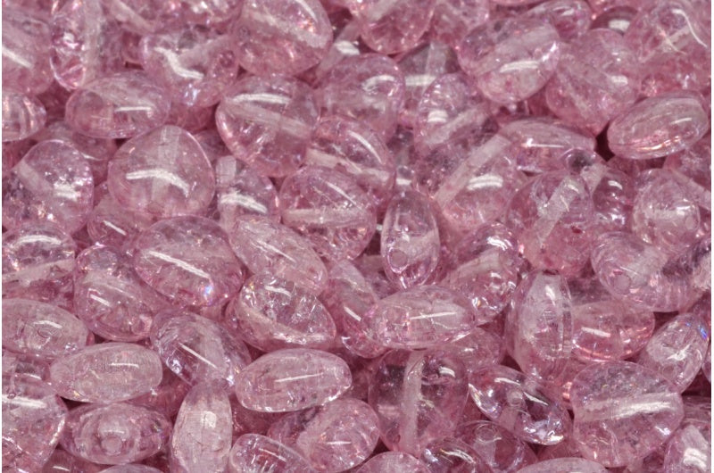 Heart Beads, Crystal Cracked Light Fuchsia Pink (00030-85500-34306), Glass, Czech Republic
