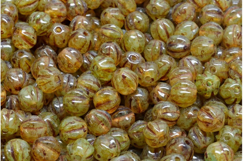 瓜形珠,R0613 洞石 (R0613-86800),玻璃,捷克共和国