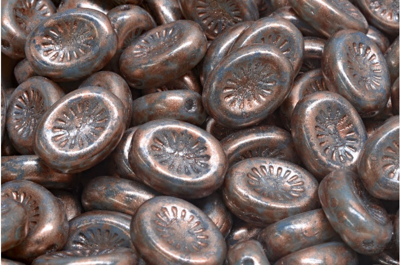 キウイビーズ、オパールアクアコッパースプラッシュ(61000-86750)、ガラス、チェコ共和国