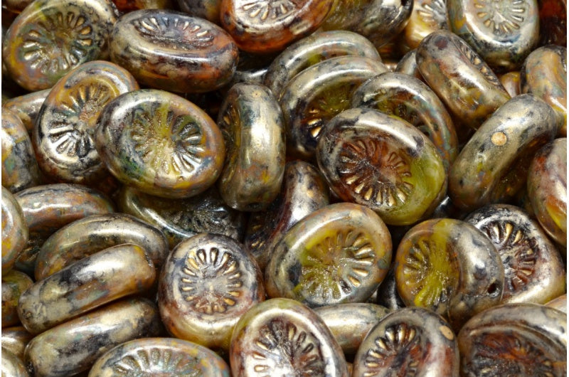 キウイビーズ、28305 Travertin 86710 (28305-86800-86710)、ガラス、チェコ共和国