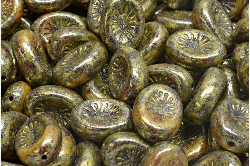 Kiwi Beads, 6918 Travertin Light Yellow (06918-86800-34302), Glass, Czech Republic