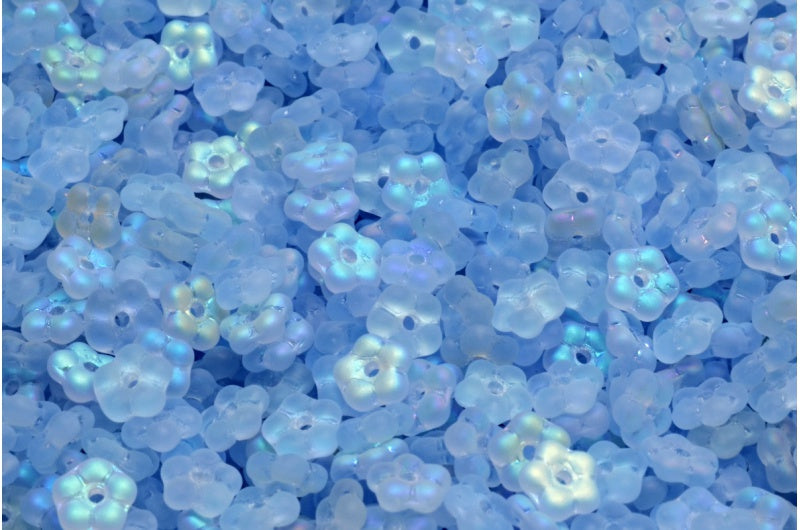 Forget Me Not Beads, Transparent Blue Matte Ab (30020-84100-28701), Glass, Czech Republic