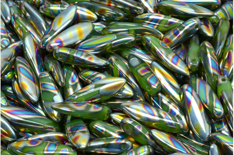 Dagger Beads, Opal Green 2810V (51010-2810V), Glass, Czech Republic