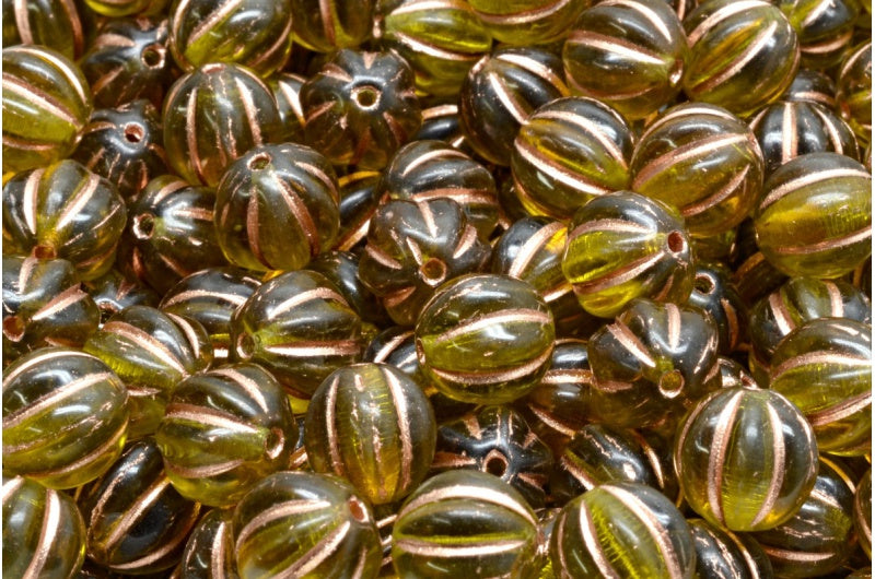 メロンビーズ、ブラックラスターレッドフルコーティング(50316-54318)、ガラス、チェコ共和国