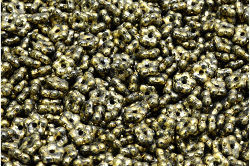 勿忘我珠子,黑金飞溅(23980-86720),玻璃,捷克共和国