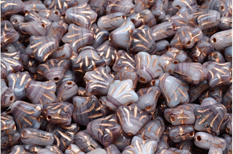 ユリの花ビーズ、R2239 銅線入り (R2239-54318)、ガラス、チェコ共和国