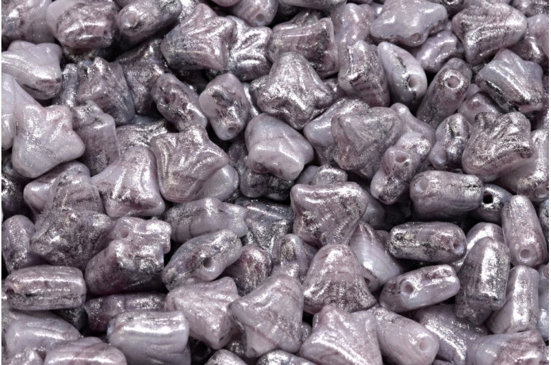 ユリの花ビーズ、R2239 シルバーグレー (R2239-34301)、ガラス、チェコ共和国