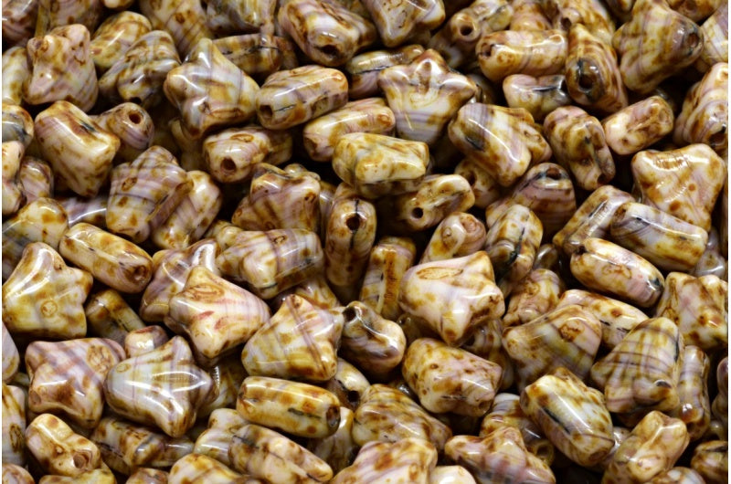 ユリの花のビーズ、R2239 トラバーチン (R2239-86800)、ガラス、チェコ共和国