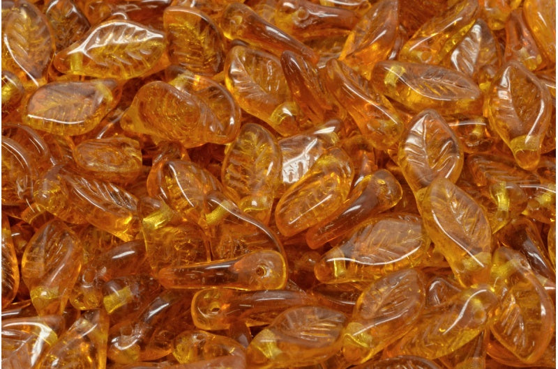OUTLET 10 grams Bay Leaf Beads, 6 x 12 mm, Transparent Brown (10090), Glass, Czech Republic