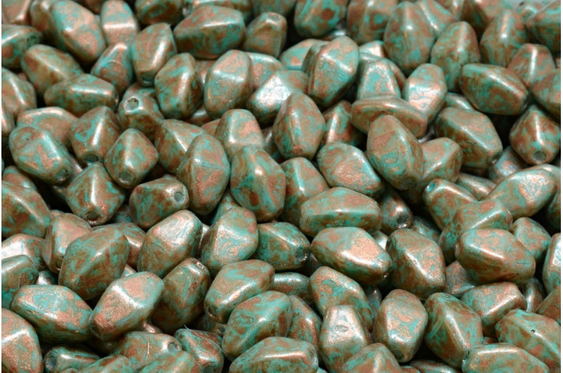 オリーブオーバルプレスガラスビーズ(エッジ付き)、ホワイト 84309 86750 (02010-84309-86750)、ガラス、チェコ共和国