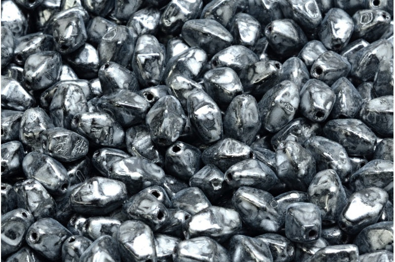 Olive Oval Pressed Glass Beads With Edges, Black 86700 (23980-86700), Glass, Czech Republic