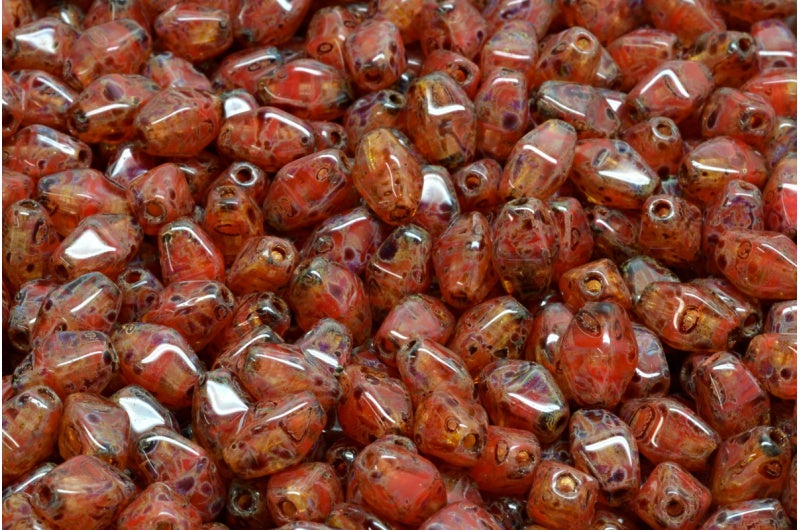 Olive Oval Pressed Glass Beads With Edges, R0932 Travertin (R0932-86800), Glass, Czech Republic