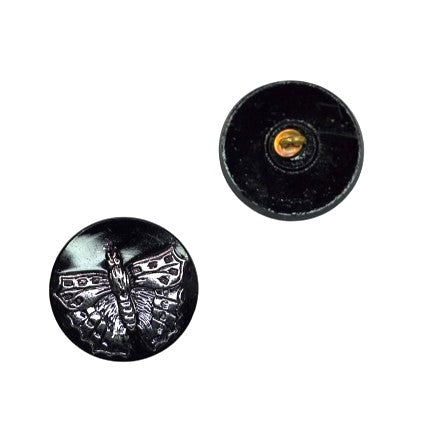 1個 ハンドペイントガラスボタン(飾り付き)、サイズ10(22.5 mm)、ガラス、チェコ共和国