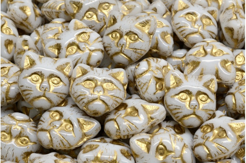 猫用マズルビーズ、チョークホワイトゴールドライン(03000-54302)、ガラス製、チェコ共和国