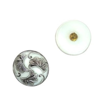 1個 ハンドペイントガラスボタン(飾り付き)、サイズ10(22.5 mm)、ガラス、チェコ共和国