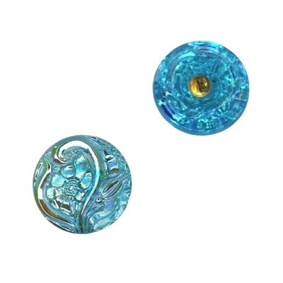 1個 ハンドペイントガラスボタン(飾り付き)、サイズ10(22.5 mm)、ガラス、チェコ共和国