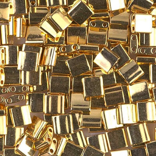 Miyuki Tila / Half Tila / Quater Tila 2-hole Beads, Pure Gold Coated 24KT (HTL0191), Glass, Japan