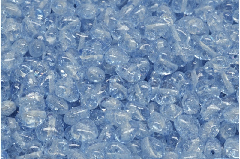 アウトレット 10グラム ハートビーズ、6 x 6 mm、クリスタルクラックライトブルー(00030-85500-34307)、ガラス、チェコ共和国
