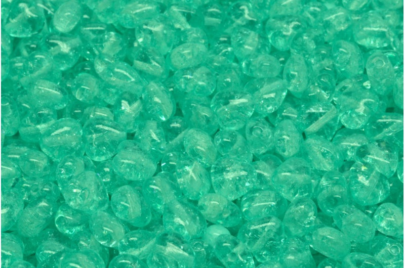 アウトレット 10グラム ハートビーズ、6 x 6 mm、クリスタルクラックライトターコイズ(00030-85500-34309)、ガラス、チェコ共和国