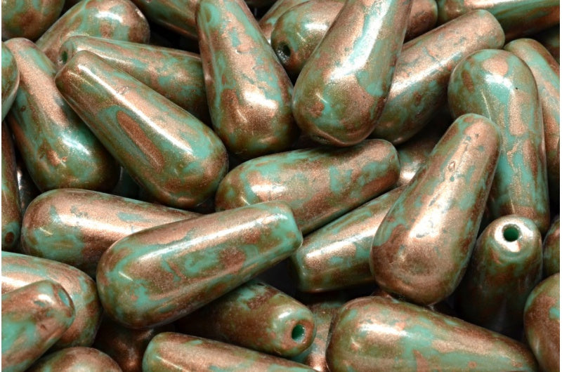 Drop Beads, Turquoise 86750 (63130-86750), Glass, Czech Republic
