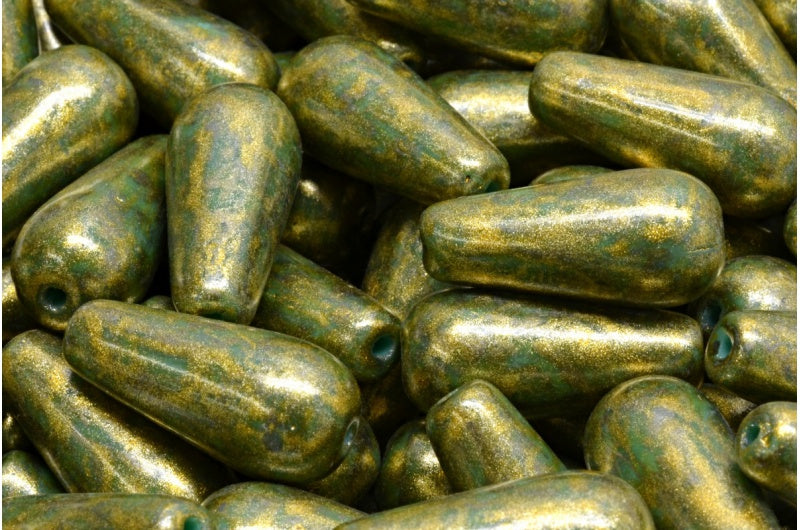 Drop Beads, Turquoise Silver Splash Light Yellow (63130-86790-34302), Glass, Czech Republic