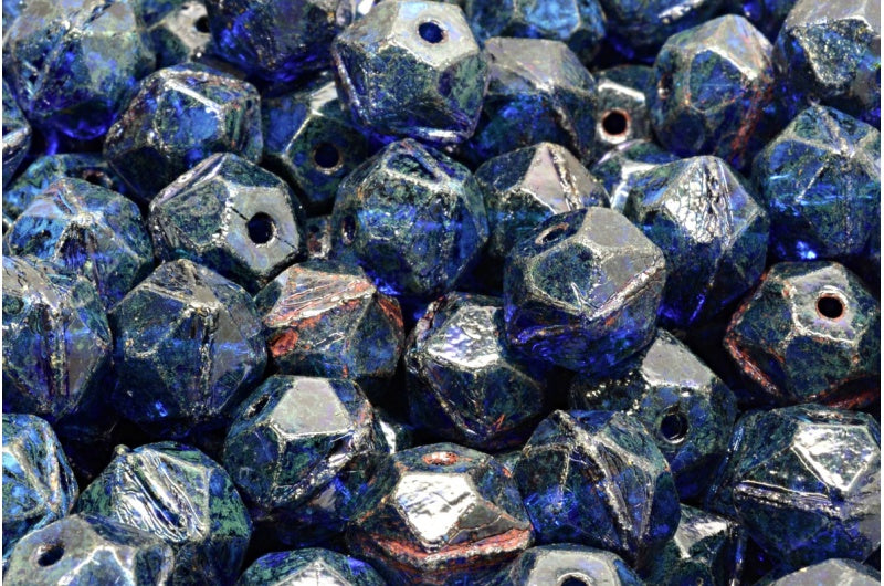 イングリッシュカットビーズ、透明ブルートラバーチン(30070-86800)、ガラス、チェコ共和国