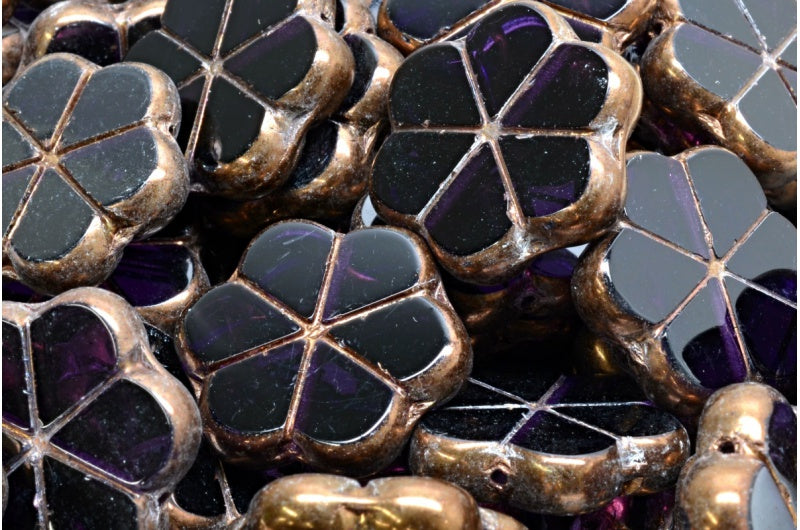 台面切割花环花珠,透明浅紫水晶青铜(20500-14415),玻璃,捷克共和国