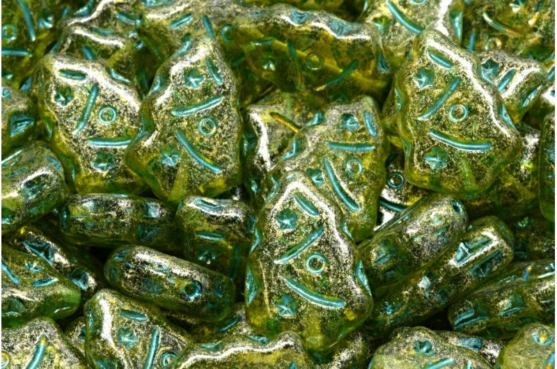 圣诞树珠,透明绿浅蓝内衬浅黄色(50230-43811-34302),玻璃,捷克共和国