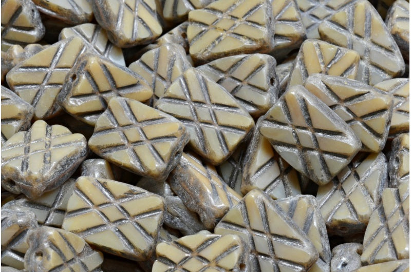 桌切设计矩形珠子,赤铁矿银溅 (14400-86790),玻璃,捷克共和国