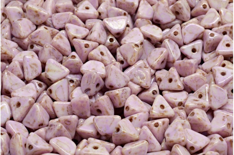 Half Pinch Beads, White Travertin Cold Purple Spotted (02010-86800-33305), Glass, Czech Republic