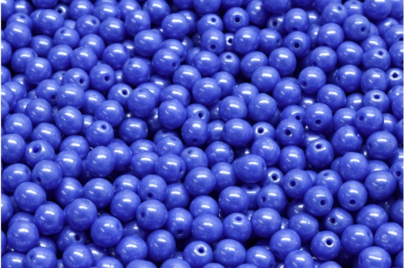 ラウンドドラックビーズ、不透明ブルーヘマタイト(33050-14400)、ガラス、チェコ共和国