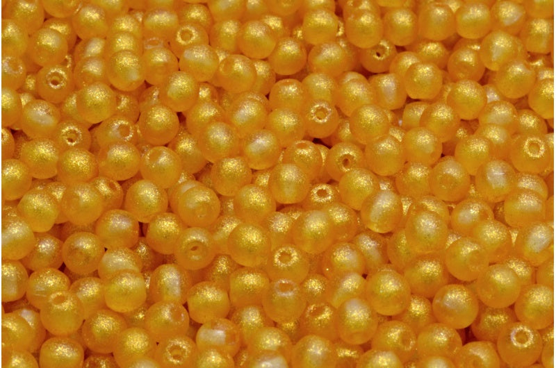 ラウンドドラックビーズ、クリスタルオレンジ(00030-542007)、ガラス、チェコ共和国